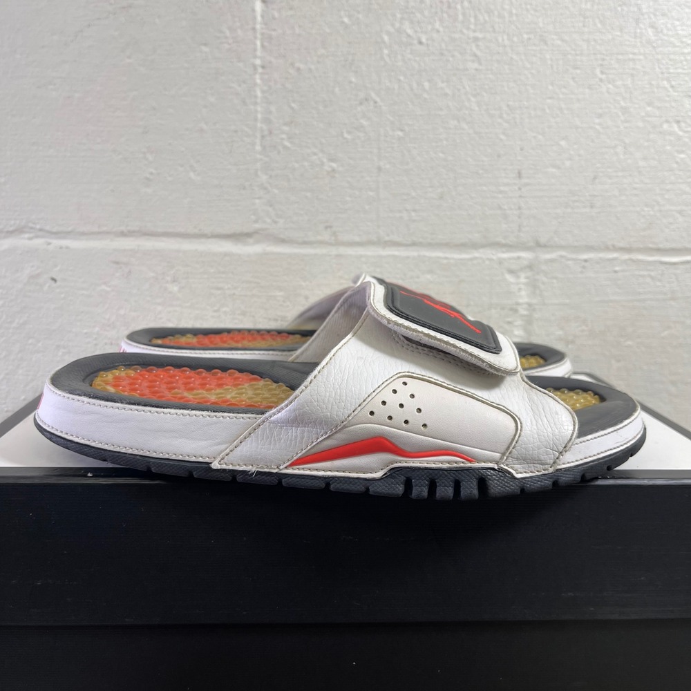 Nike Jordan Hydro 4 Retro 630752-120 White Black Red Slide Sandals Men's 8 US‎